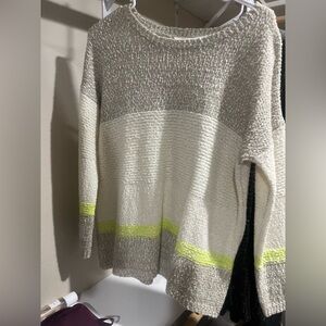 Boutique Cream and Yellow Cowl Neck Sweater with Textured Knit